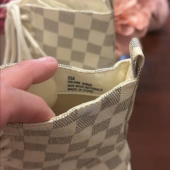 Checkered Lace-Up Ankle Boots - Picture 5 of 6